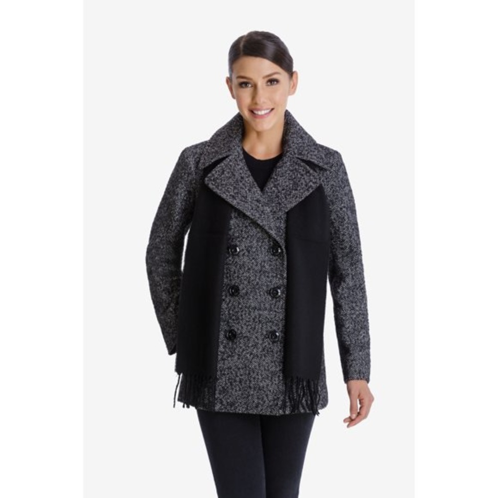 🎀 Stylish & Cozy Women’s Double-Breasted Peacoat w/ Scarf 🎀 - Picture 6 of 9